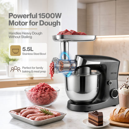 Spector 9 in 1 Stand Mixer 1500W Food Mixer Meat Grinder Kitchen Machine 5.5L