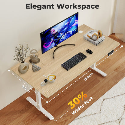 Levede Electric Standing Desk  Adjustable Height Workstation Metal Frame Natural