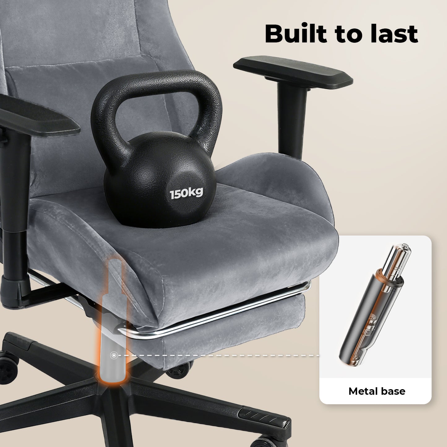 Levede Office Desk Chair Gaming Recliner Adjustable Height with Footrest Grey