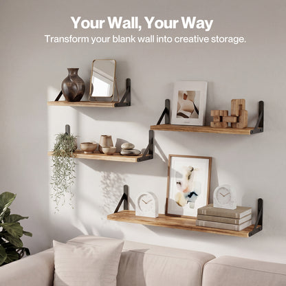 Levede Floating Shelves 6 Set Wood Shelves for Wall Brown Modern Storage Home