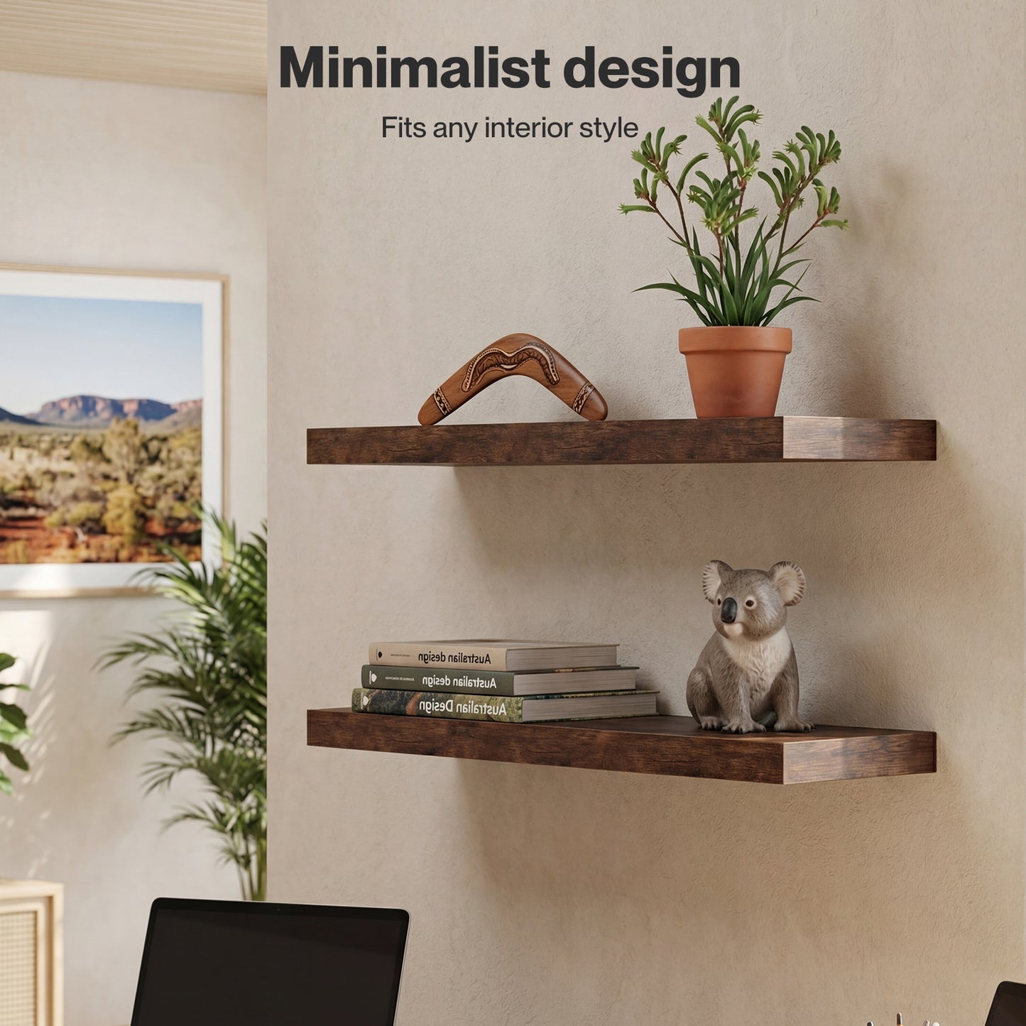 Levede Floating Shelf Wall Mounted Storage Modern Easy Assembly 2 PCS Brown
