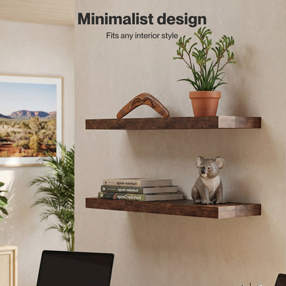 Levede Floating Shelf Wall Mounted Storage Modern Easy Assembly 2 PCS Brown