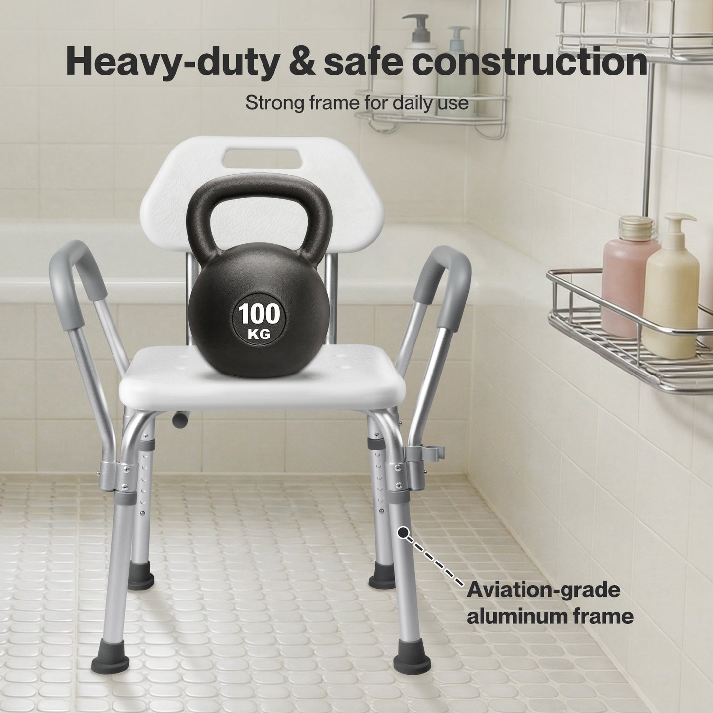 Levede Shower Chair Bath Stool Bench Seat for Elderly with Back Arm Adjustable