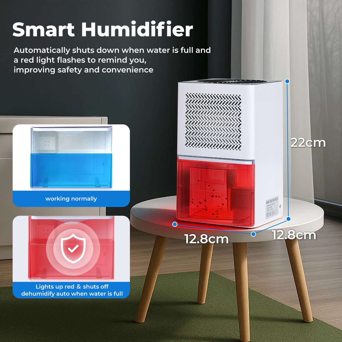 Spetor Portable Quiet Mini Dehumidifier Moisture Extraction 1L Tank LED Lights
