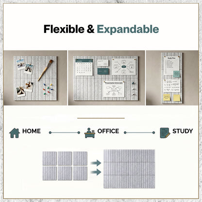 Levede Felt Notice Board 6 Pack Wall Tiles Pin Board Self Adhesive Grey 30x30cm
