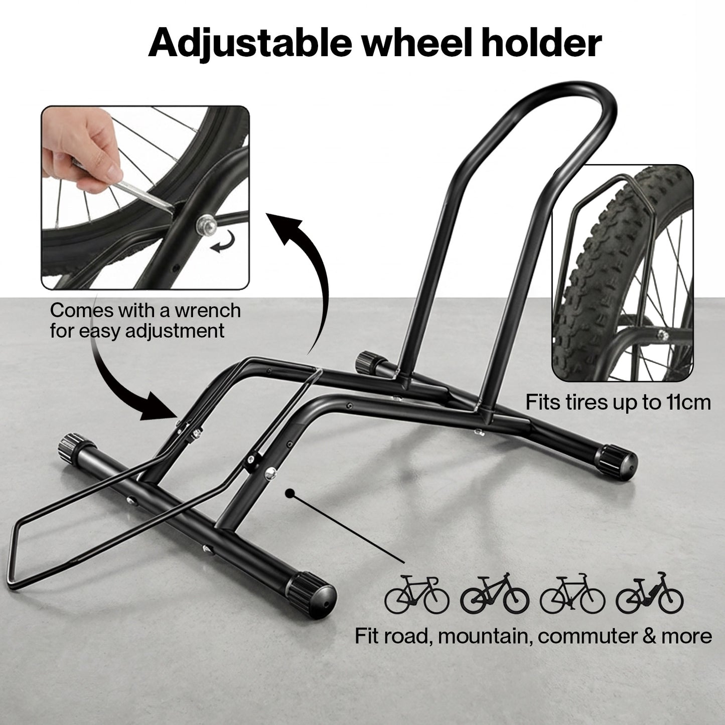 MONVELO Bike Rack Bicycle Stand for Storage Adjustable Bike Floor Parking Rack