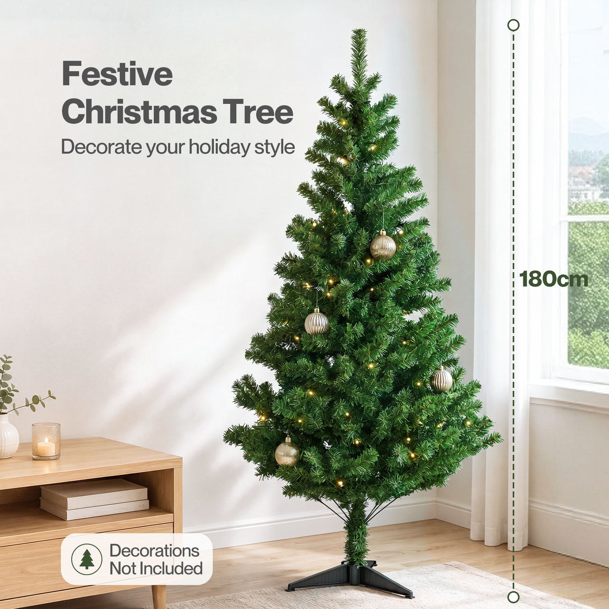 Santaco Christmas Tree 180Cm Artificial Xmas Spruce 483 PVC Stand Indoor Green