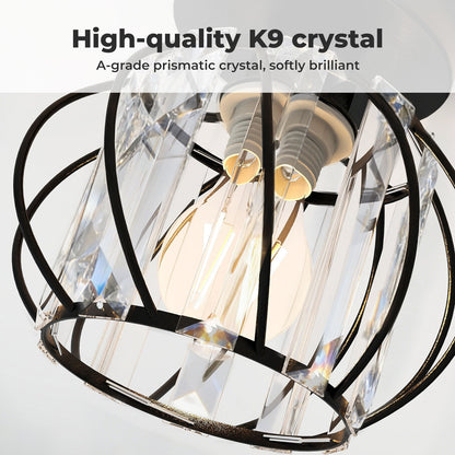 Emitto Crystal Ceiling Light Semi Flush Mount Chandelier Modern Hallway Black