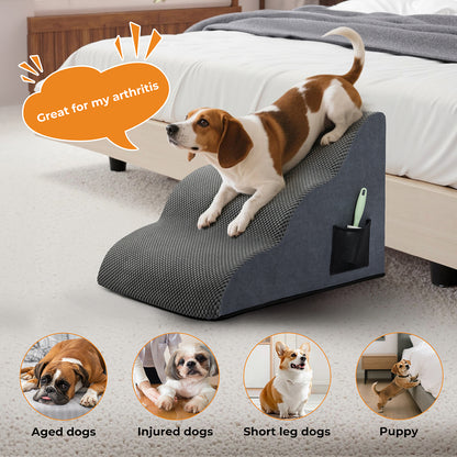 Skylos 3-Step Pet Stair Dog Ramp for Sofa Bed High Density Foam Non-Slip Ladder