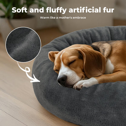 Skylos Dog Bed Donut Soft Large Plush Cat Calming Beds Pet Anti Anxiety Washable