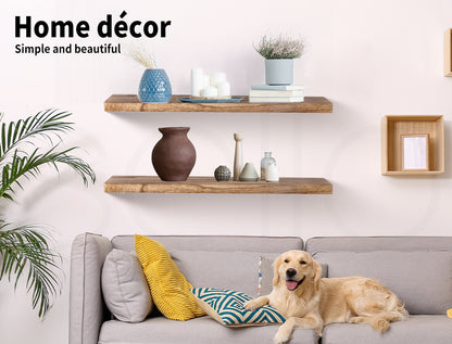 2Pcs Floating Shelves Wall Mounted Storage Wooden Display Shelf 23.5IN 61CM
