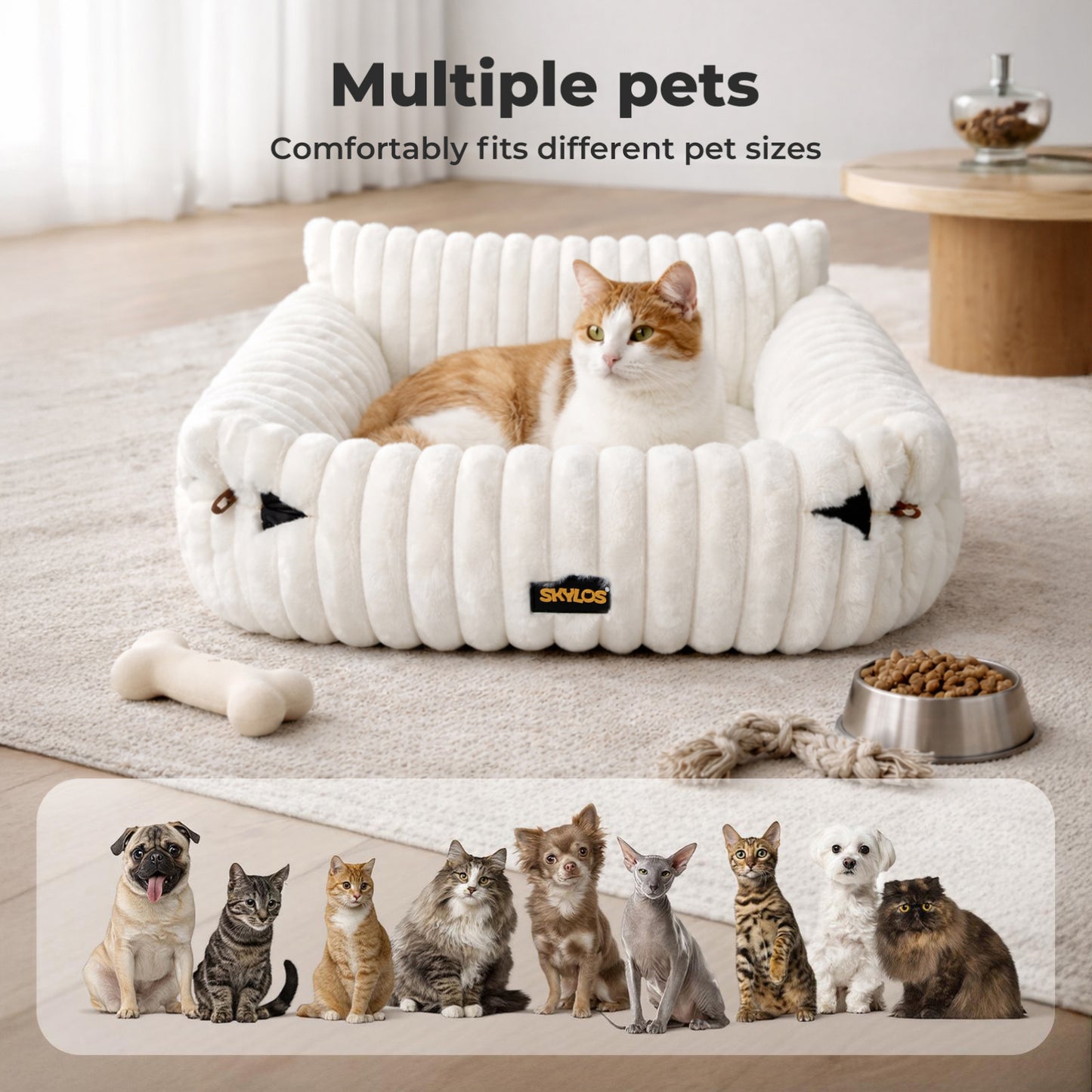 Skylos Pet Sofa Couch Bed for Cats Small Dog Washable Expandable Soft Deep Sleep