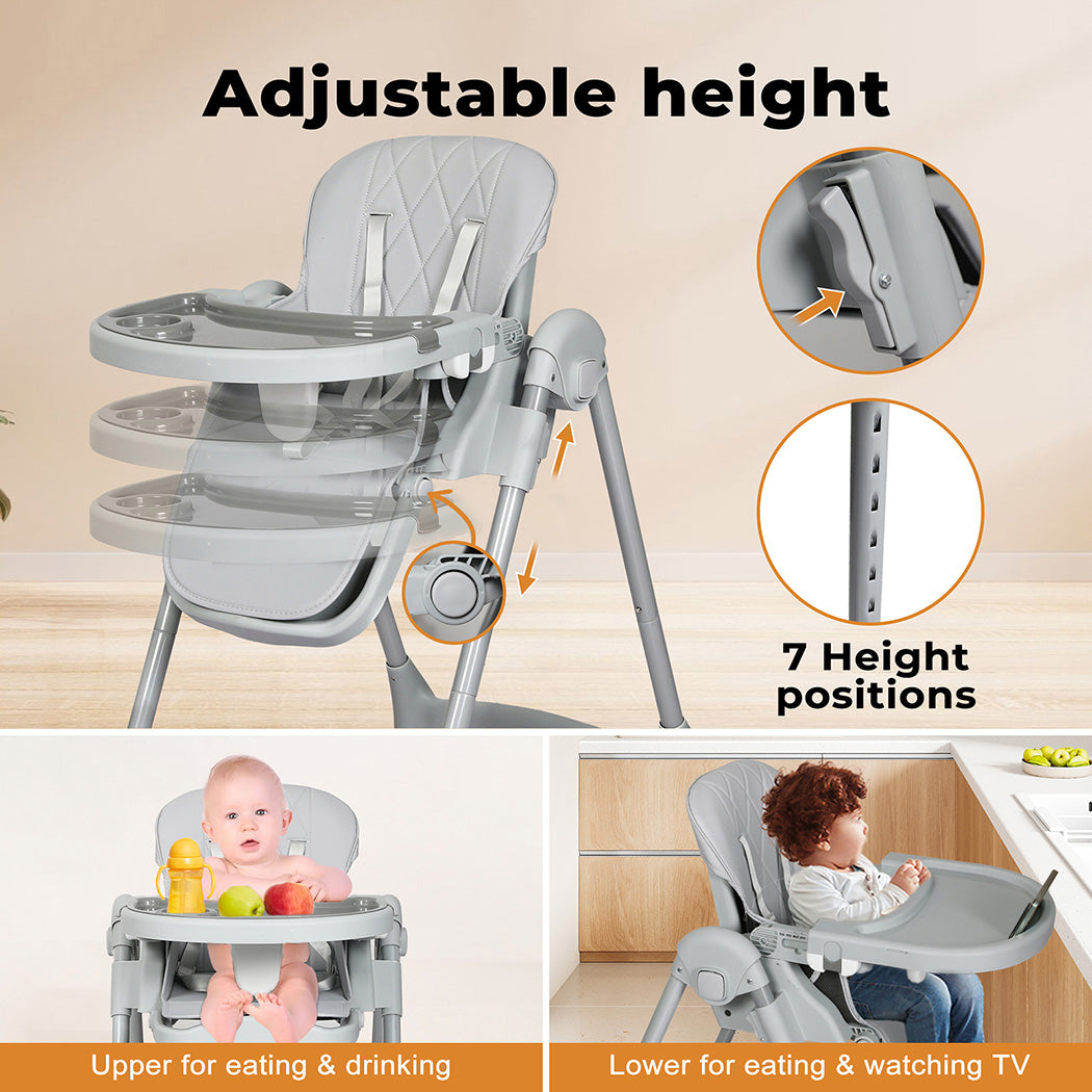 Dekko Baby High Chair 4 in1 Foldable Toddler Feeding Table Adjustable Portable