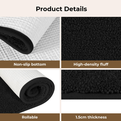 Marlow Non Slip Door Mat Indoor Entrance Rug Dirt Trapper Washable 60x90cm Black