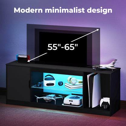 Levede TV Cabinet  with LED Lights Entertainment Unit Cupboard Storage 145cm MFC