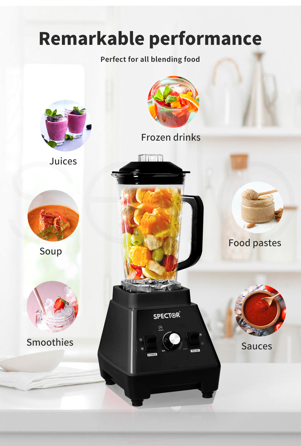 Spector 2L Commercial Blender Mixer Food Processor Juicer Smoothie Ice Crush