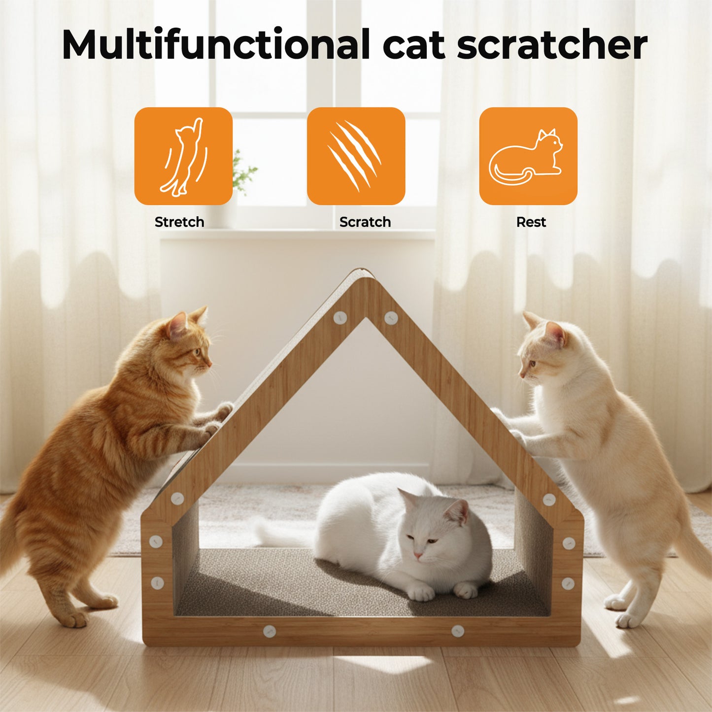 Skylos Cat Scratching Board House Corrugated Cardboard Cat Scratcher Indoor
