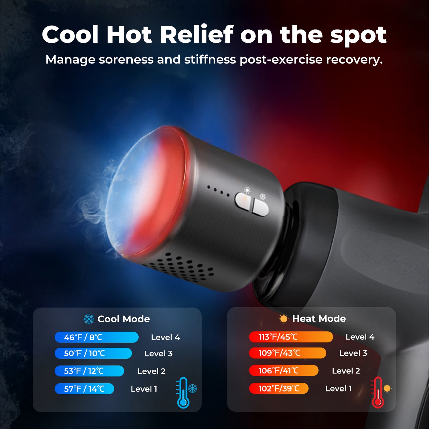 Centra Massage Gun Deep Tissue Heating Cooling Head for Muscle Deep Relaxation