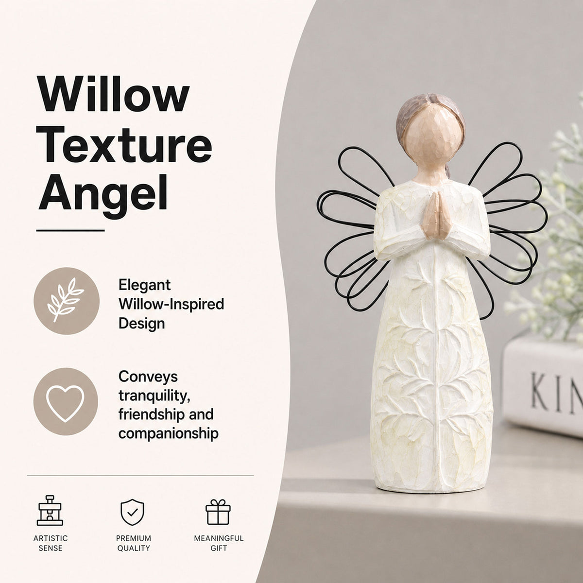 Levede Resin Thank You Gift Figurines Willow-Inspired White For Shelf Decor