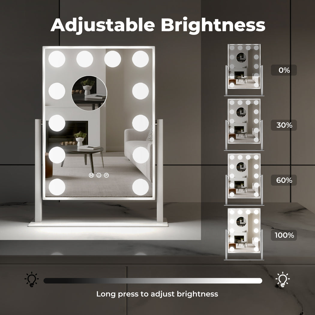 Emitto LED Makeup Mirror 3 Color Dimmable Touch Control Beauty Mirror Portable