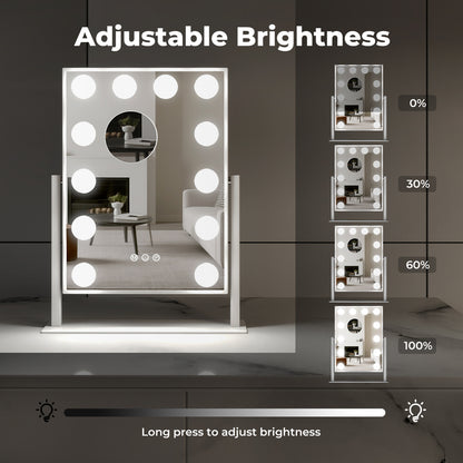 Emitto LED Makeup Mirror 3 Color Dimmable Touch Control Beauty Mirror Portable