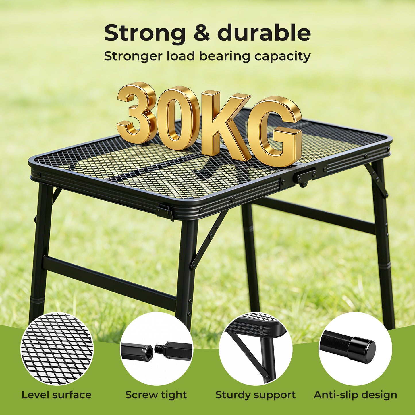 Levede Folding Camping Table Adjustable Height Aluminium Picnic Desk Portable