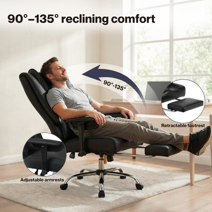 Levede Office Chair Big Tall High Back Heavy Duty PU Recliner Executive Chair