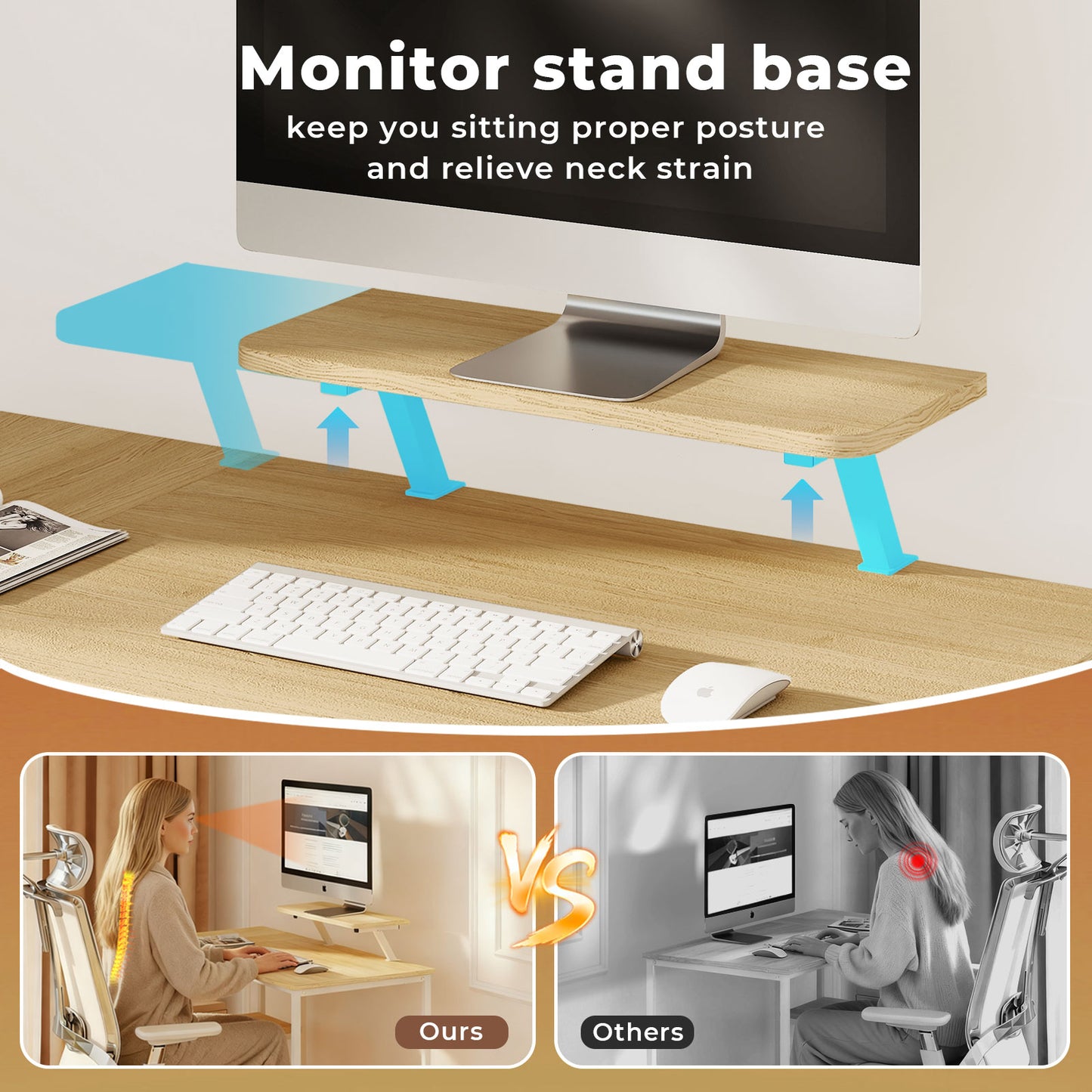 Levede Computer Desk Home Office Table with Storage Shelves Monitor Stand Oak