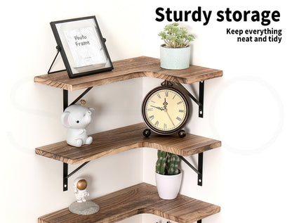 Levede 4PC Corner Floating Shelves Wall L-Shaped Storage Wooden Display Shelf