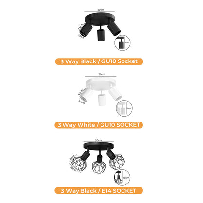 EMITTO 3-4 Way Ceiling Spotlight Adjustable Kitchen Bar Spot Light LED GU10 E14