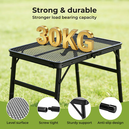 Levede Folding Camping Table Adjustable Height Aluminium Picnic Desk Black 90cm