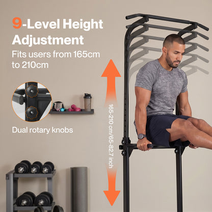 Centra Pull Up Station  9-Height Adjustable  150kg Carbon Steel  Black
