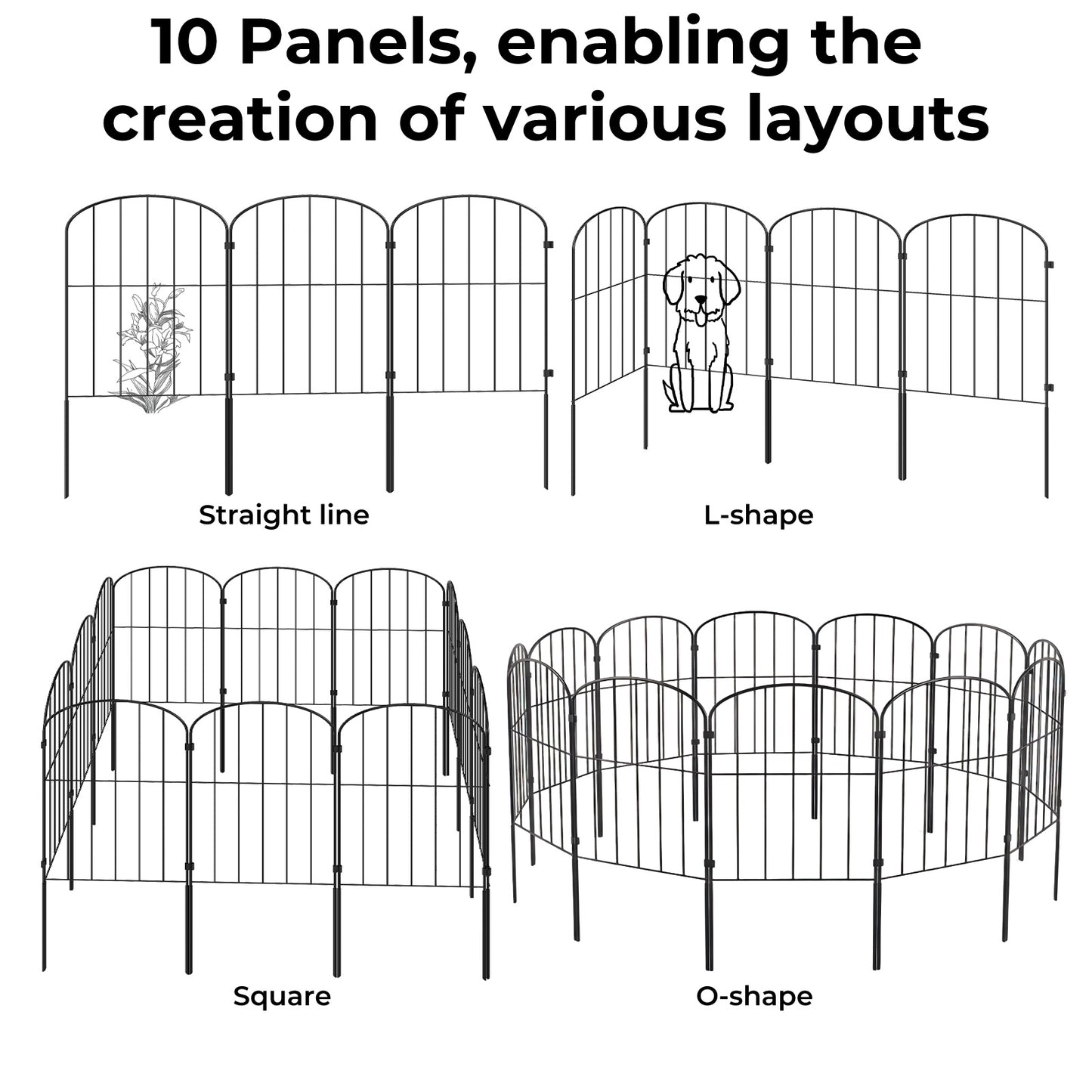 Levede 10 Pack Animal Barrier Metal Decorative Garden Fence Outdoor Pet Border