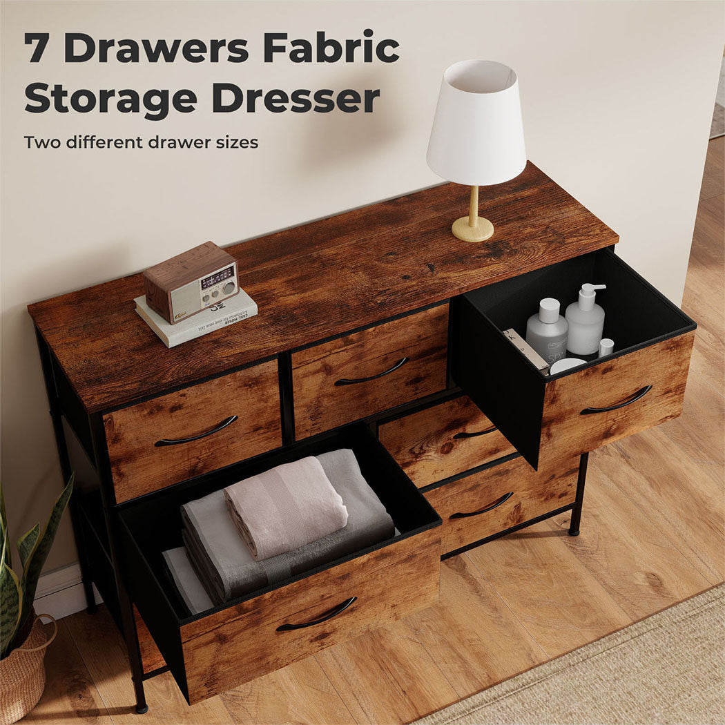 Levede Chest of Drawers 7 Drawer Storage for Bedroom Living Room in Brown Black