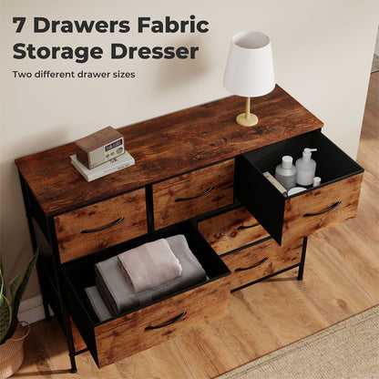 Levede Chest of Drawers 7 Drawer Storage for Bedroom Living Room in Brown Black