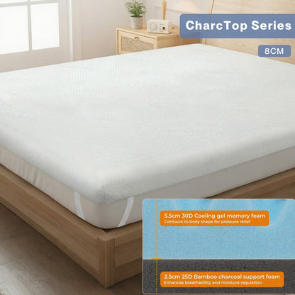 Lavio Mattress Topper Memory Foam Cooling Gel Bamboo Charcoal 5cm 7cm 8cm 10cm