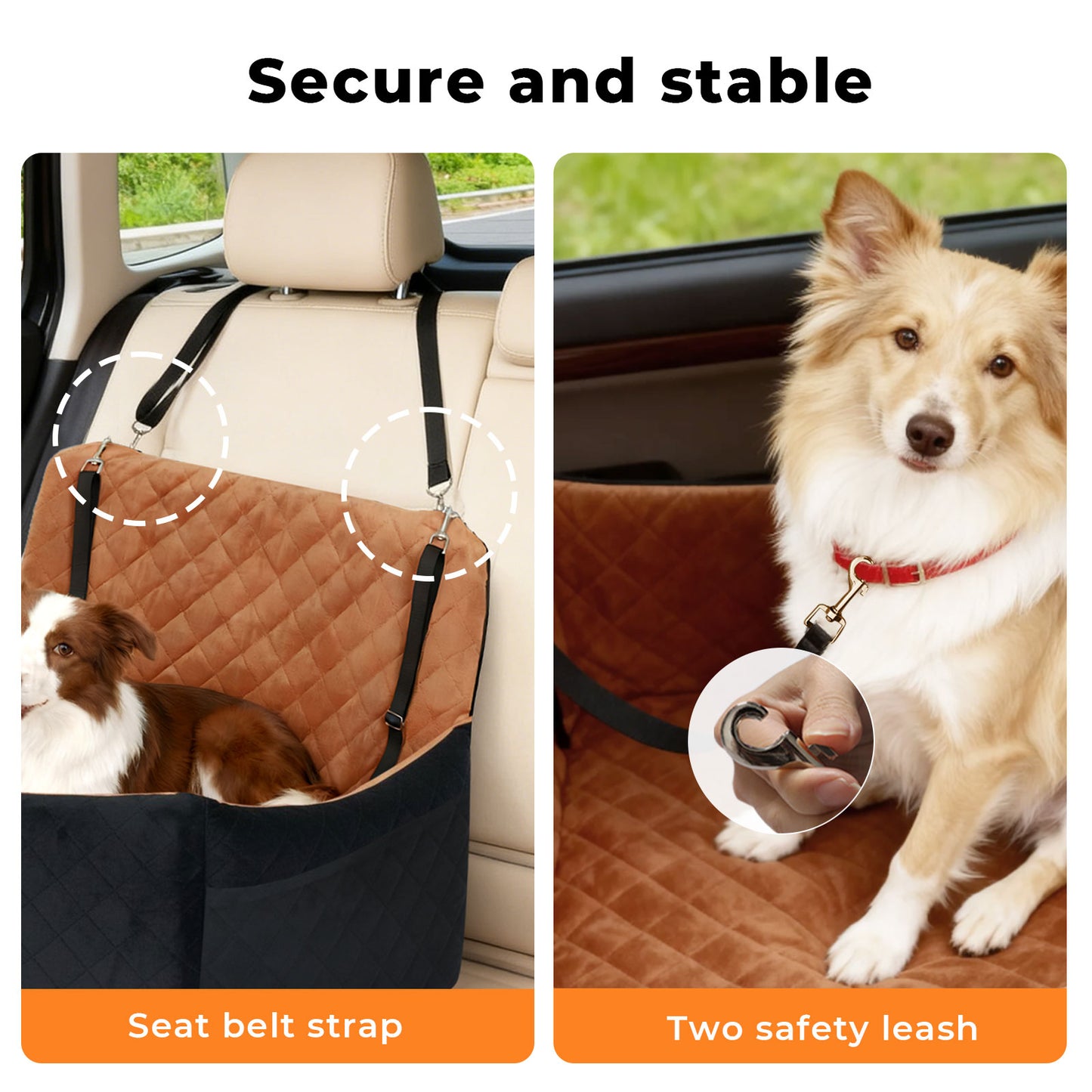 Skylos Dog Booster Car Seat Travel Carrier Bed Basket for Pet up to 55lbs Brown