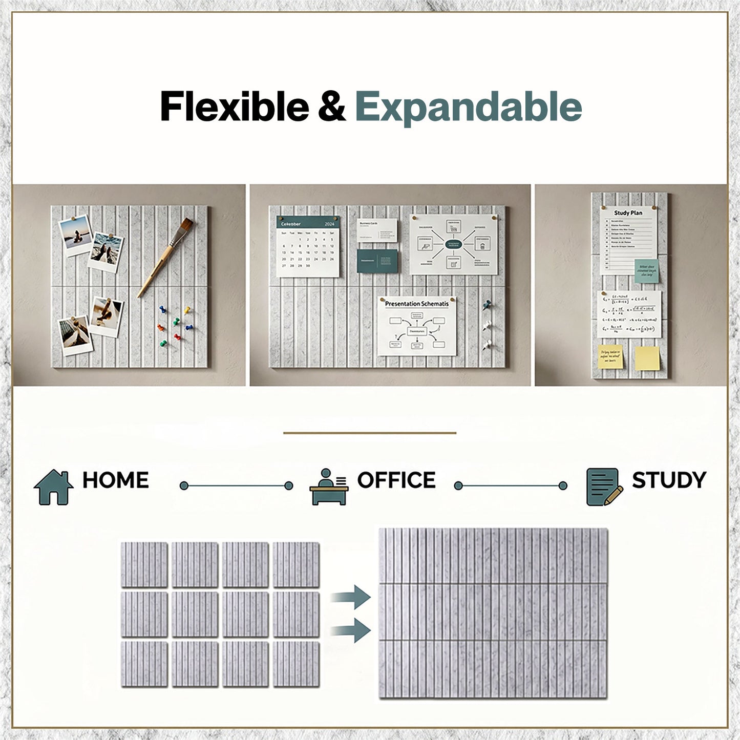 Levede Felt Notice Board 12PCS Wall Tiles Pin Board Self Adhesive Grey 30x30cm