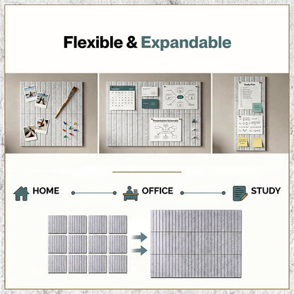 Levede Felt Notice Board 12PCS Wall Tiles Pin Board Self Adhesive Grey 30x30cm