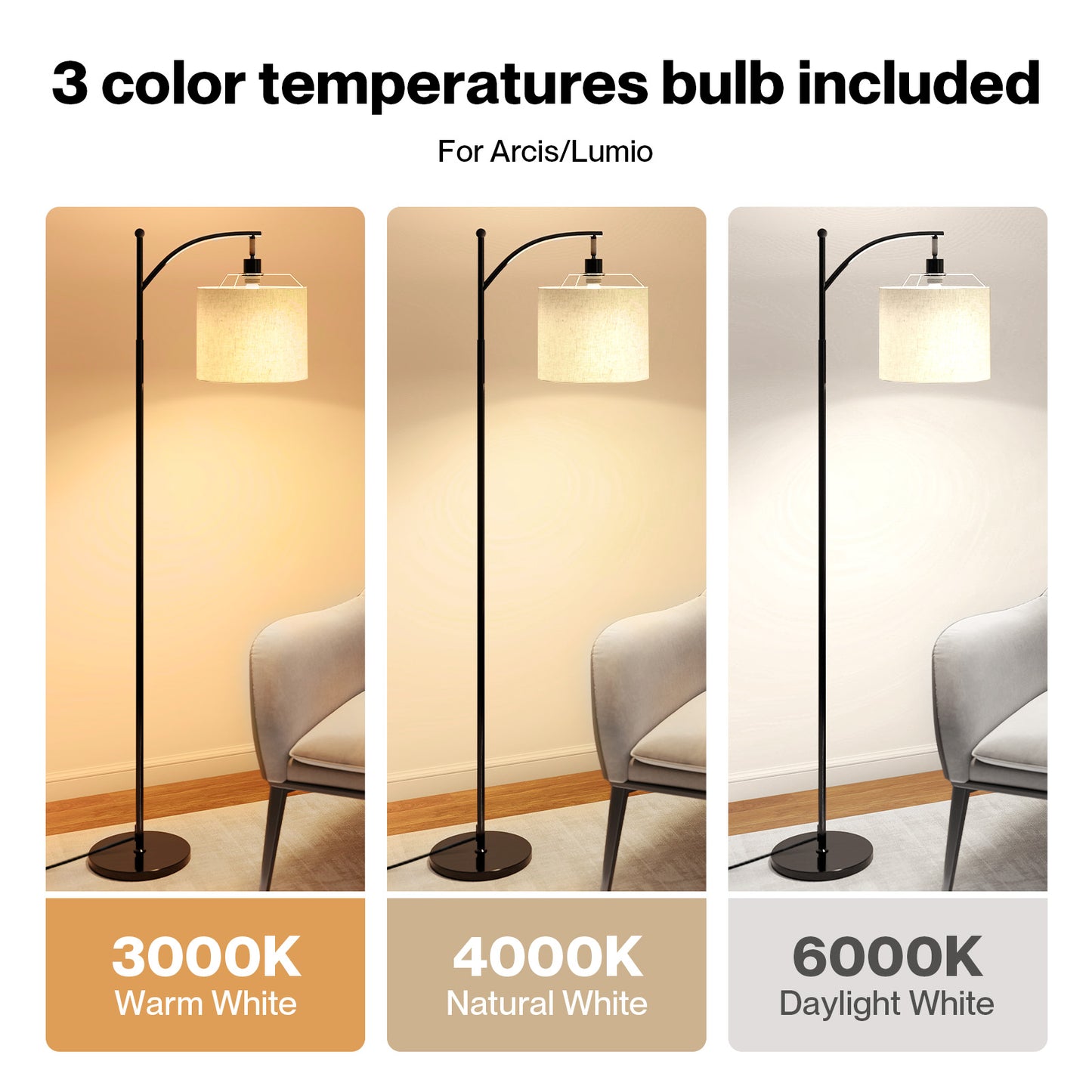 Emitto LED Floor Lamp Morden Dimmable Adjustable Reading Light Remote with Bulb