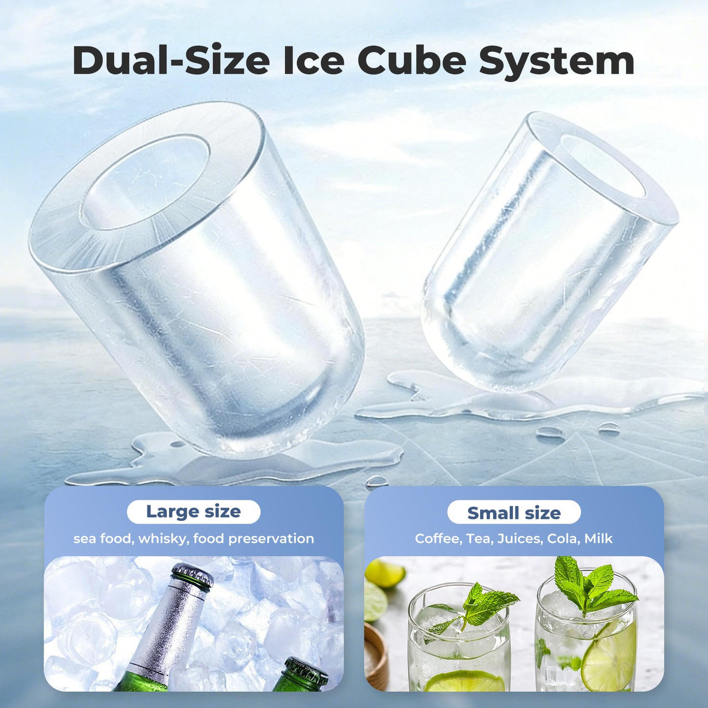 Spector Countertop Ice Cube Maker Machine 12Kg Automatic 2 Size Self Cleaning