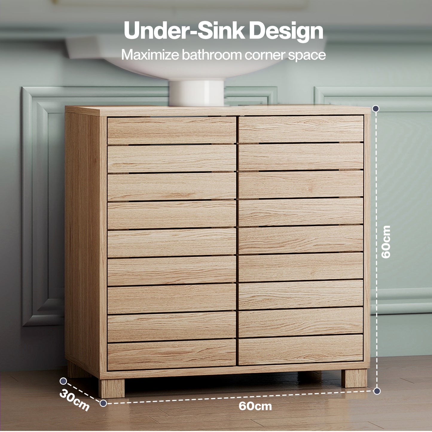 Levede Bathroom Under Sink Cabinet Basin Storage Cupboard 2 Door Vanity Unit