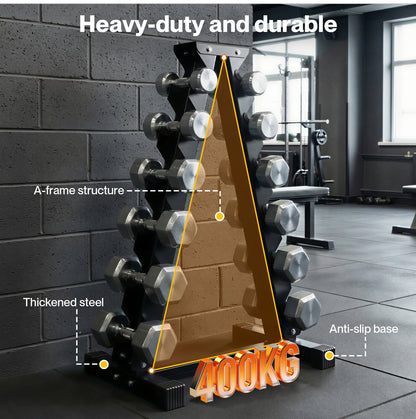 Centra Hex Dumbbells Stand 5-40kg Set Weight Storage Holder Rack Steel 6 Tier