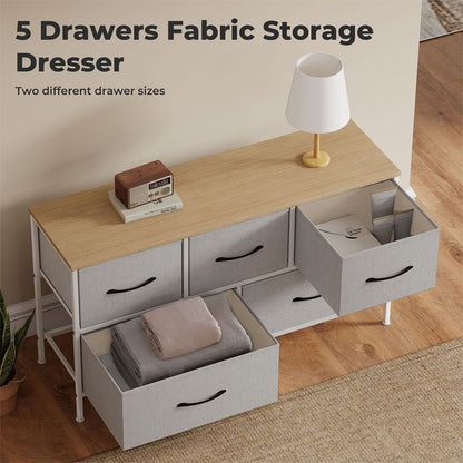 Levede Fabric Chest of Drawers 5 Drawer Dresser Bedside Storage Organizer Unit