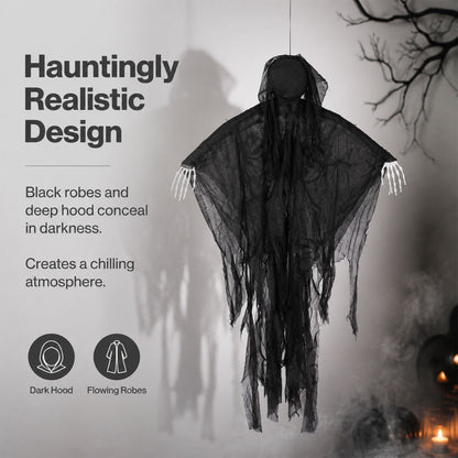 Yezi Halloween Decorations Grim Reaper 130cm Black Polyester Foam