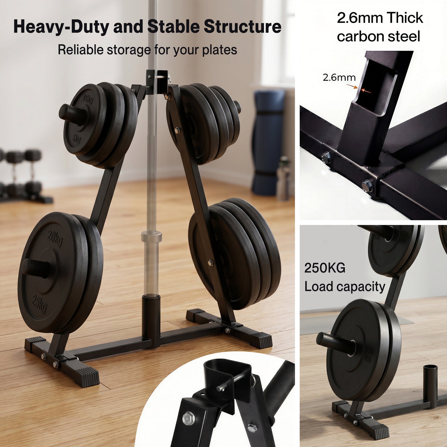 Centra Weight Plate Storage Rack Olympic Plate Holder Gym Weight Stand Tree