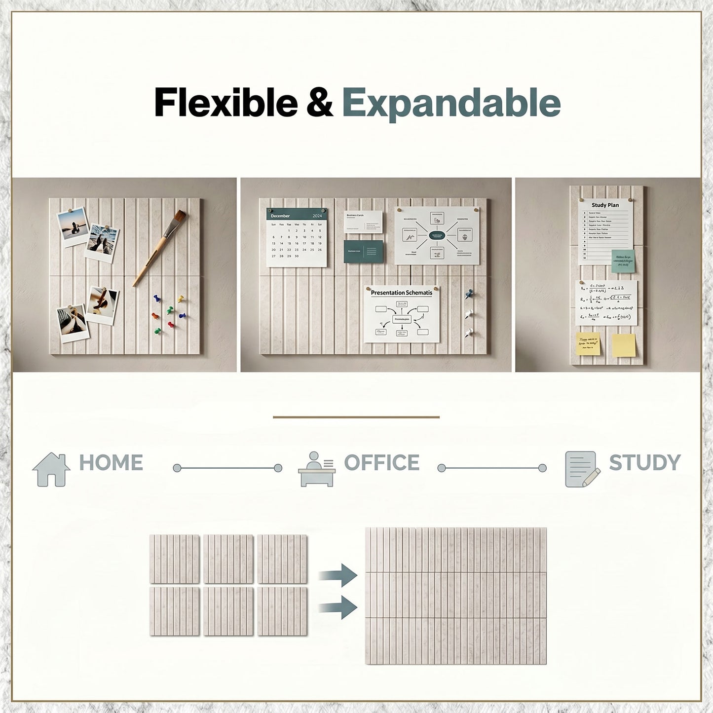 Levede Felt Notice Board 6 Pack Wall Tiles Pin Board Self Adhesive Beige 30x30cm