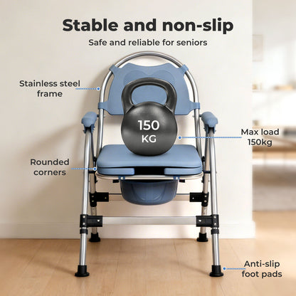 Levede Commode Chair for Bedroom Folding Adjustable Bedside Toilet Shower Chair