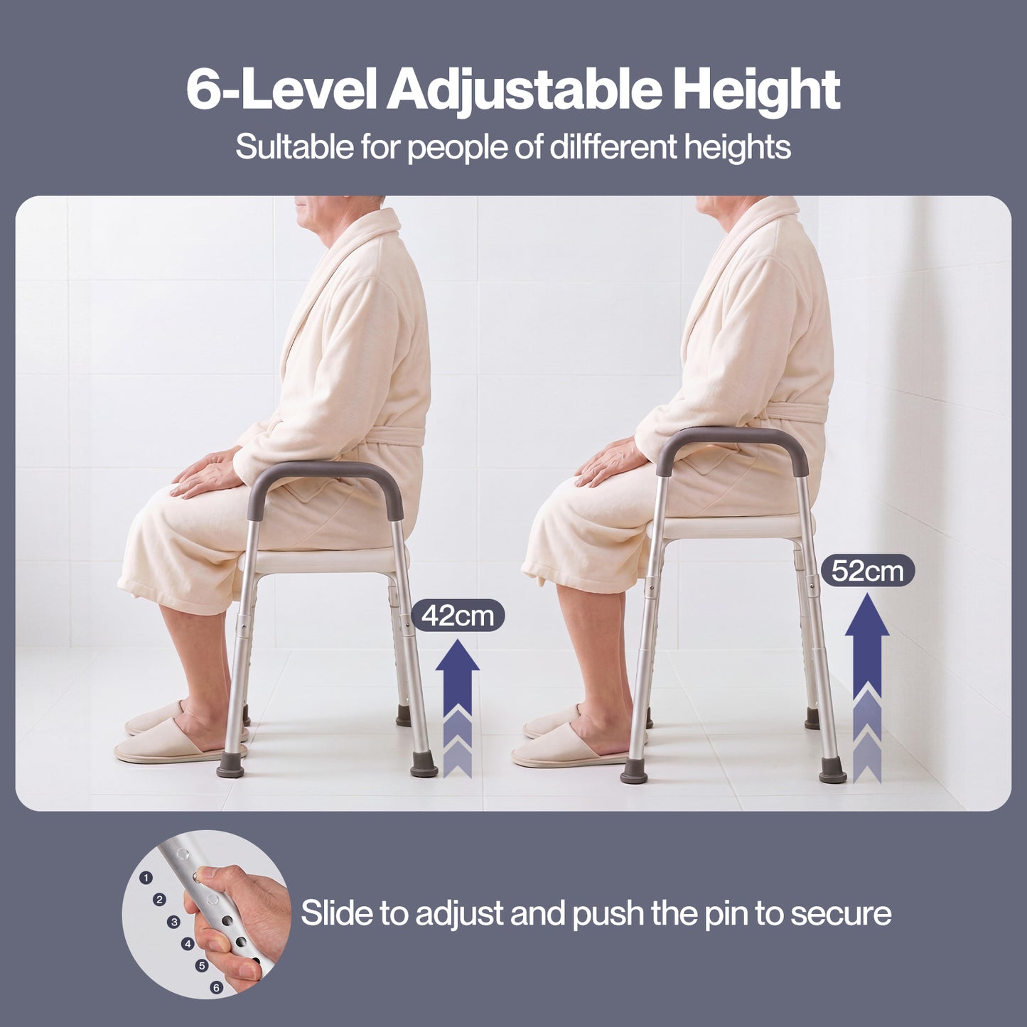 Levede Bathroom Shower Chair Adjustable Bath Stool Seat with Handles Disabled
