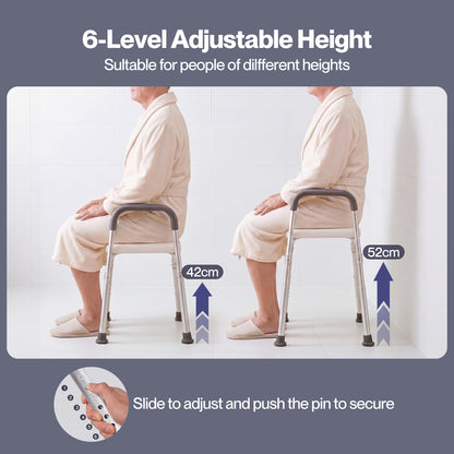 Levede Bathroom Shower Chair Adjustable Bath Stool Seat with Handles Disabled